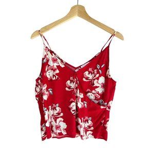 Leith Red Floral Faux Wrap Cami Size Small
